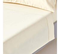 HOMESCAPES 1000 Thread Count Egyptian Cotton Cream Flat Sheet King Size Luxury Bed Sheet