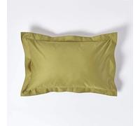 HOMESCAPES 1000 Thread Count Egyptian Cotton Green Oxford Size Pillowcase Pack of 2