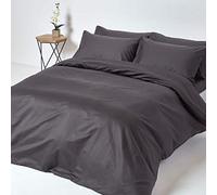 Egyptian Cotton Duvet Cover with Pillowcase 1000 TC Homescapes Charcoal Single