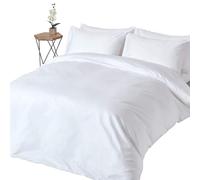 Egyptian Cotton Duvet Cover with Pillowcase 1000 TC Homescapes White Double