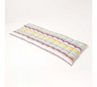 Homescapes 2 Seater Osaka Stripe Bench Cushion With 100% Cotton Cover, 108 X 42 Cm