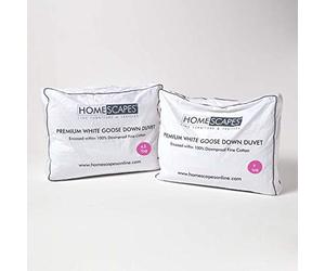 HOMESCAPES 3 in 1 All Seasons Single Duvet 13.5 Tog (4.5 + 9), Luxury White Goose Feather & Down Quilt, Anti Allergy 100% Cotton Cover Down-Proof Winter Duvets, Washable RDS &OEKO-TEX Certified