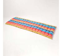 HOMESCAPES Multi-Colour Stripe Garden Bench Cushion 3 Seater Seat Pad for Patio Furniture Kitchen or Dining Bench Indoor & Outdoor Use Comfortable 100% Cotton Thick Cushion 143 cm Wide