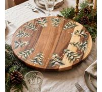 Homescapes Pure Handmade Acacia Wood Lazy Susan, Winter Forest - 35 Cm In Natural Natural