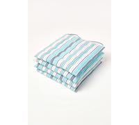 Set of 4 New England Stripe Seat Pad with Button Straps 40 x 40 cm Homescapes Blue 40cm x 40cm