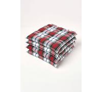 Homescapes 4 Pack Seat Pads Cotton Macduff Tartan Indoor Outdoor Garden Cushion, 40Cm In Red Red 40cm x 40cm