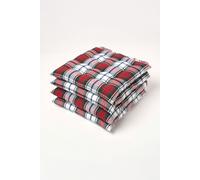 HOMESCAPES Red and Green Tartan Seat Pad Cushion for Dining Chairs Set of 4 100% Cotton Chair Pad with Straps 40 x 40 cm