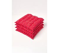 Homescapes 4 Pack Seat Pads Cotton Red Polka Dot Indoor Outdoor Garden Cushion, 40Cm Red 40cm x 40cm