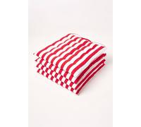 Set of 4 Red Stripe Seat Pad with Button Straps 100% Cotton 40 x 40 cm Homescapes Red 40cm x 40cm
