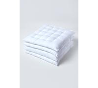 HOMESCAPES White Seat Pads for Dining Chair, Set of 4 100% Cotton Chair Pads with Straps, 40x40 cm