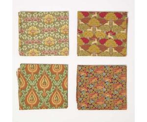 HOMESCAPES 4pcs Fat Quarters Fabric Bundles, 100% Cotton Fabric, 50 x 55cm, Orange Green Material for Sewing, Patchwork Quilting Fabric for DIY Crafts - Maurice Verneuil Design