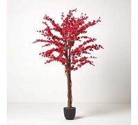 HOMESCAPES - 5 Feet Blossom Tree - Cerise Pink - Real Wood Stems and Lifelike Leaves Replica Artificial Plant