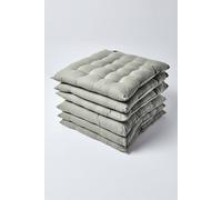 Grey Plain Seat Pad with Straps 100% Cotton 40 x 40 cm, Set of 6