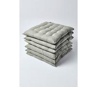 Grey Plain Seat Pad with Straps 100% Cotton 40 x 40 cm, Set of 6