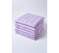 (Set of 6, Mauve) Plain Seat Pad with Button Straps 100% Cotton