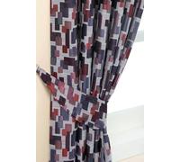 Homescapes Abstract Jacquard Curtain Tie Back Pair in Blue Homescapes Blue