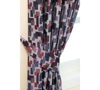 Homescapes Abstract Jacquard Curtain Tie Back Pair in Blue Homescapes Blue