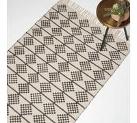 Homescapes Adana Handwoven Cotton Textured Rug In Black Black 120cm x 170cm