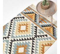 Agra Handwoven Diamond Pattern Kilim Wool Rug Homescapes Multi 160cm x 230cm