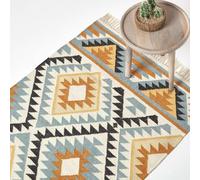 HOMESCAPES Agra Handwoven Diamond Kilim Wool Rug - 90 x 150 cm