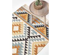 Homescapes Agra Handwoven Diamond Pattern Kilim Wool Rug Multi