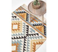 Homescapes Agra Handwoven Diamond Pattern Kilim Wool Rug Multi