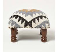 Homescapes Agra Handwoven Kilim Footstool 40 X 40 Cm