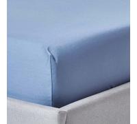 Egyptian Cotton Fitted Sheet 12 inch 1000 Thread Count Homescapes Blue Single Fitted
