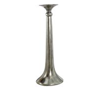 HOMESCAPES - Silver Skirt Candlestick - 44 cm (17 in) Tall - 100% Aluminium - Distressed Antique Finish - Decorative Candle Holder