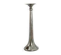 HOMESCAPES - Silver Skirt Candlestick - 44 cm (17 in) Tall - 100% Aluminium - Distressed Antique Finish - Decorative Candle Holder