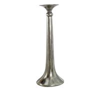 Homescapes Aluminium Skirt Metal Candlestick - 44 Cm Tall In Silver Silver One Size