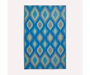 Homescapes Amber Ikat Green & Blue Outdoor Rug, 240 X 300 Cm