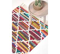 Amsterdam Handwoven Cotton Chindi Kilim Pattern Rug Homescapes Multi 120cm x 170cm
