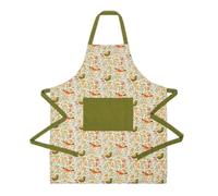 HOMESCAPES Apron 100% Cotton Song Bird with Large Pocket, Adjustable Vintage Bird Print Kitchen Baking Garden Apron for Men & Women