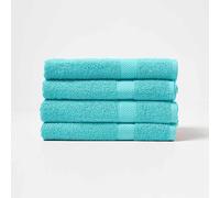 HOMESCAPES Aqua Blue Turkish Cotton Set of 4 Bath Towels Super Soft Thick & Absorbent 500 GSM Towel Heavy Weight for everyday Luxury