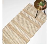 Arlyn Natural Striped Handwoven Jute Rug Homescapes Natural 66cm x 200cm