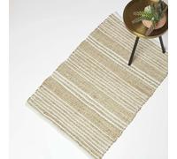 HOMESCAPES Arlyn Natural Striped Handwoven Jute Rug - 60 x 90 cm
