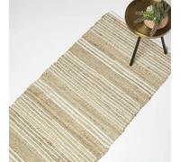 Arlyn Natural Striped Handwoven Jute Rug Homescapes Natural 66cm x 200cm