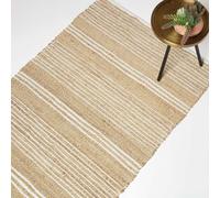 Arlyn Natural Striped Handwoven Jute Rug Homescapes Natural 90cm x 150cm