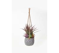 Homescapes Artifical Hanging Succulents In Grey Pot Grey