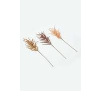HOMESCAPES Set of 3 Orange & Brown Artificial Single Stem Autumn Heather Flower 82 cm Tall Faux Silk Pampas Decoration for Bouquet or Floral Arrangement