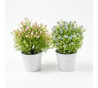 Homescapes Artificial Baby's Breath Potted Plant, Set of 2 Faux Gypsophila in Pink Homescapes Pink