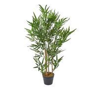 HOMESCAPES Artificial Bamboo Tree 95cm (3ft) Fake Plant with Black Pot - Realistic Indoor Replica Plant for Home & Office