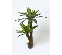 HOMESCAPES Large Artificial Bird’s Nest Fern Tree 120 cm Tall with Wood Effect Trunk Replica Plant in Black Pot with Faux Moss Indoor Realistic Plant for Home or Office