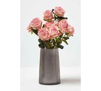 (Pink, 1) HOMESCAPES Artificial Bouquet of Ivory Roses