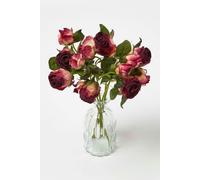 HOMESCAPES Real Touch Artificial Two-Tone Dark Red/Apricot Roses, Realistic Flower Bouquet, 37 cm