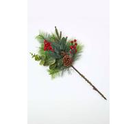 Homescapes Artificial Bouquet Winter Woodland And Eucalyptus Single Stem In Green