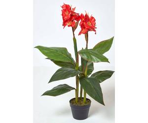 Homescapes Artificial Canna Lily Plant, 90 Cm Tall In Green Green