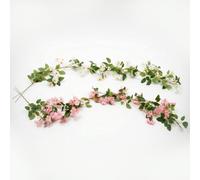 HOMESCAPES Flower Garland 2 Pack, 180cm Pink Cherry Blossom Artificial Garland for Spring Decoration, Silk Floral Vines for Wedding Backdrop, Home & Garden Decor