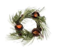 Homescapes Artificial Christmas Wreath with Robins Nests, 16 Inch